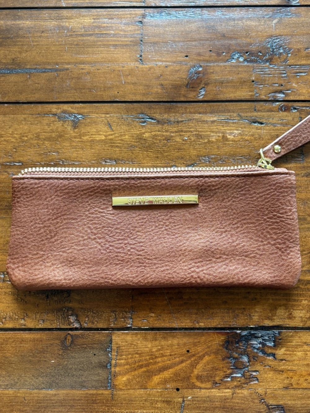 Steve Madden Gold-Accent Brown Leather Wallet